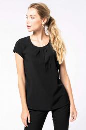 LADIES  SHORT-SLEEVED CREPE BLOUSE